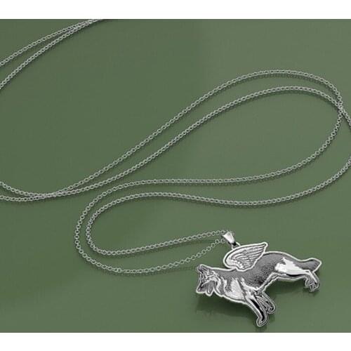 Daisies New Pendant Necklace Handmade German Shepherd Angel Necklace For Women Jewelry Animal Dog Necklaces Collier 10pcs/lot