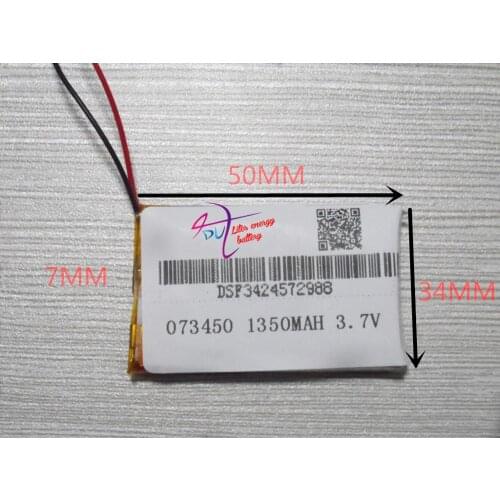 Tablet battery 3.7V GPS wireless MP4 tablet battery 073450 703450 1350MAH batteries