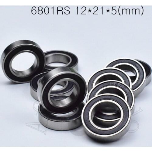 6801RS 12*21*5(mm) 10pieces free shipping bearing ABEC-5 6801 6801RS chrome steel rubber sealed bearing Thin wall bearings