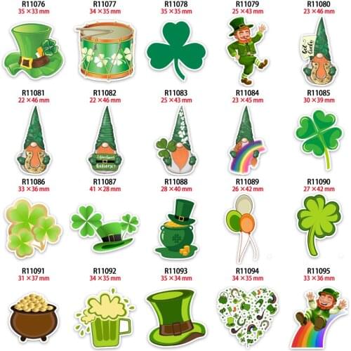 Shamrocks Charms St. Patricks Day Resin Planar Leprechauns Cabochon Printed for Party Hair Bow DIY Handmade Materials