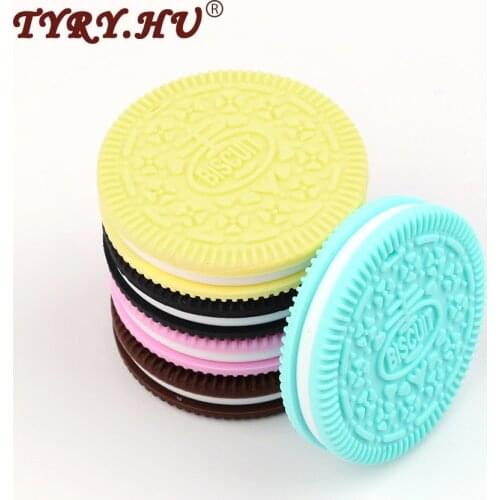 TYRU.HU Muiticolor Cookie Shaped Silicone Teether BPA Free Food Grade Silicone Materials Healthy Baby Chewed Teether For Baby