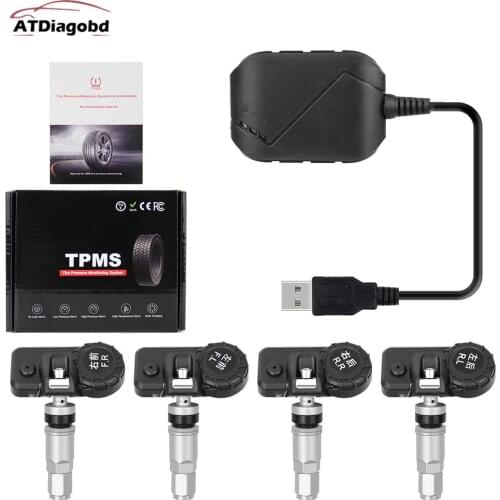 Android DVD TPMS USB Tire Alarm Auto Tire Pressure Monitoring System 4 Tire external / inner Sensors Temperature Alarm inner