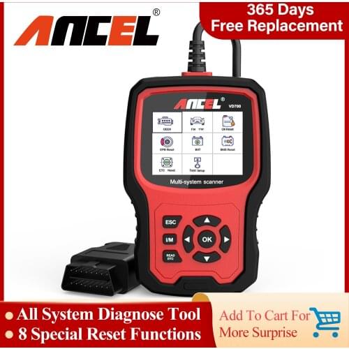 ANCEL VD700 All System OBD2 Scanner For VAG DPF EPB SRS Battery Oil Reset Multi-language Professional OBD2 Diagnosis Free Update