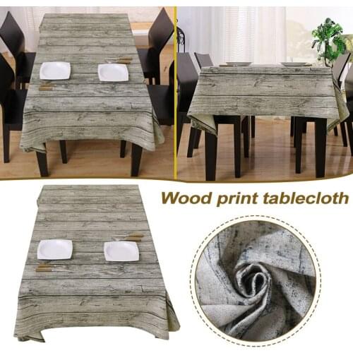 Wood Grain Printed Tablecloth Rectangular Rural Style Outdoor Table Cover Cloth 140*140/180/200cm