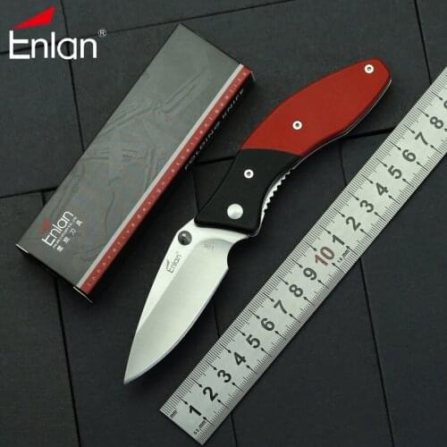 Enlan L06 Folding Knife Black Red G10 Handle Outdoor Adventure Camping Hunting Fishing Survive Portable Pocket Knives EDC Tools