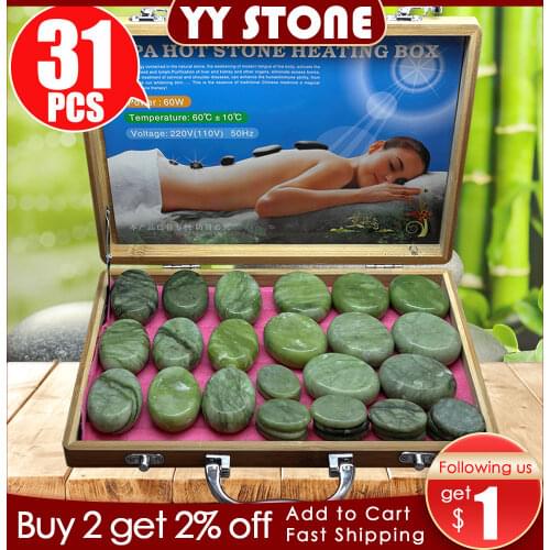 Tontin 31pcs/set Jade glaze hot stone massage massager back massageador Health stones for massage spine basalt lava stone spa
