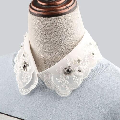 Vintage Shirt Fake Collars for Women White Detachable Collar Lapel Blouse Top Girls Necklace False Collar Neckwear Faux Col Tie
