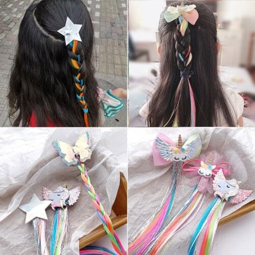 YWZIXLN Cute Colorful Wig Cartoon Unicorn Hair Clips Sweet Princes Hair Ornamen Barrettes Hairpins Hair Styling Accessories H036