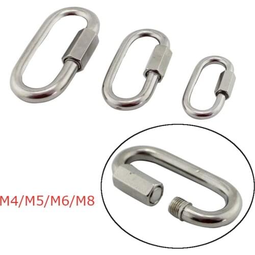 14Pcs 316 Stainless Steel Screw Lock Climbing Gear Carabiner Quick Links M4 M5 M6 M8 Safety Snap Hook For ropes or straps
