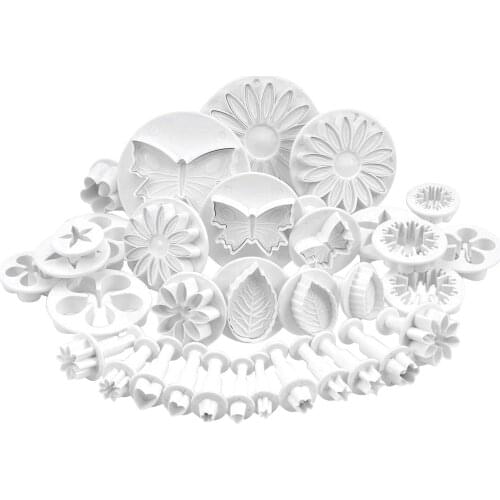 33 Piece Polymer Clay Fondant Cake Cookie Plunger Cutter Leaf Butterfly Heart Flower Shape Decorating Embossing Mold DIY Tools