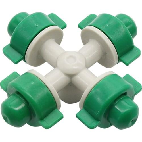 4-heads Atomized Nozzle Agriculture Greenhouse Sprinkler Irrigation 6 mm Interface Water Mist Spray Nozzles Plastic 5 Pcs