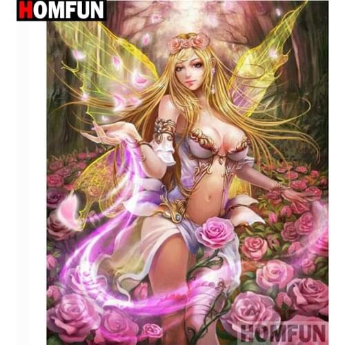 HOMFUN Diamond Painting Full Square/Round Drill 5D DIY "butterfly fairy" Daimond Embroidery Rhinestone Cross Stitch Decor A13117
