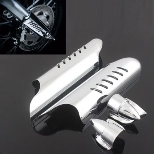 Black Chrome Lower Fork Leg Cover Deflectors Shields For Harley Touring Electra Glide Road King Electra Glide FLHT FLH 2000-2013