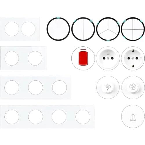 Jim DuDu Type B DIY Free Combination 1 2 3 4 Gang 1 / 2 Way Click "On/Off" (via Light Switch) LED Indicator EU FR Socket