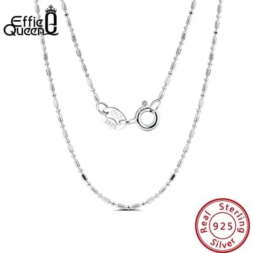 Effie Queen Italian 925 Silver 1mm Ball Bead Design with Bar Chain Necklace 45cm for Pendant Jewelry Gift Wholesale SC23