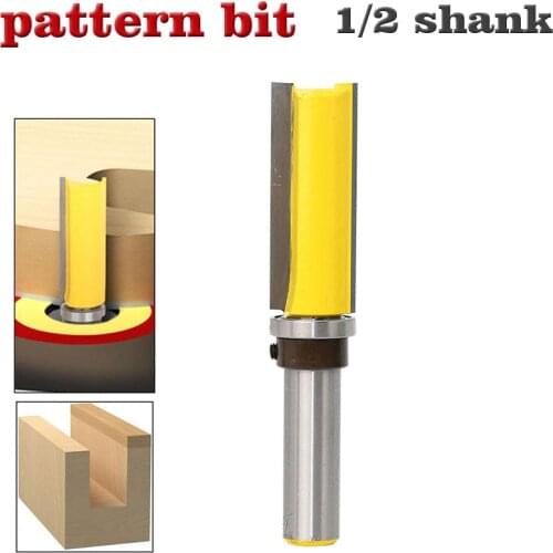 1pc Template Router - Flush Trim bit - with 1/2" Shank Woodworking cutter Tenon Cutter for Woodworking Tools