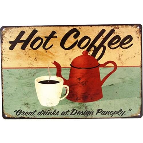 Hot Coffee Tin Metal Sign,Wall Decor For Home Garage Man Cave Bar
