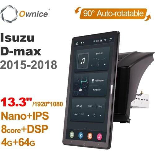 IPS PX6 13.3 Inch 1920*1080 Android 10.0 for Isuzu D-max 2015-2018 Car Radio Auto Multimedia Video Audio GPS Auto Rotatable