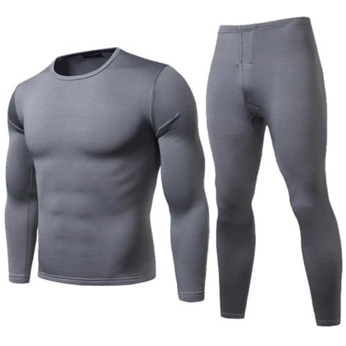 2PCS Mens Winter Warm Ultra-Soft Fleece Lined Thermal Top Bottom Underwear Set Men Ropa Termic Warm Long Johns Thermal Underwear