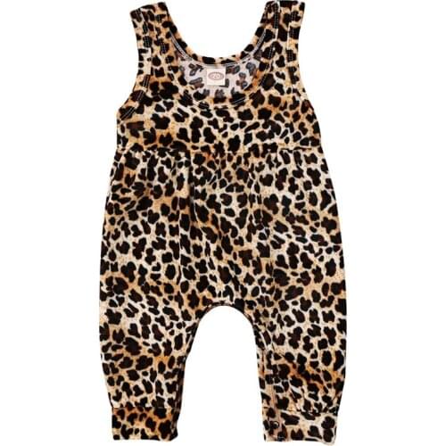Newborn infant Baby Girls Boys Casual Cotton Leopard Sleeveless Romper Harem Outfits Clothes Set Sunsuit Summer 2019 New