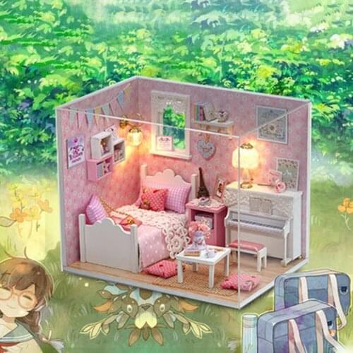 DIY Hut Dollhouse Girl Toys Kit Princess Doll House Handmade Manual Assembling Model Furniture 3D Wooden Miniature Dollhouse Toy