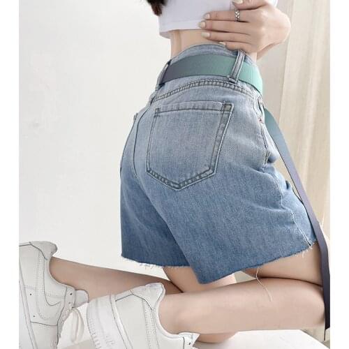 Fashion Girl Gradient Color Tapered Denim Shorts Women Loose Slim Short Jeans Pants Summer Hot Pants