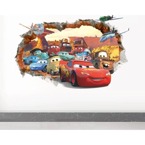 Cartoon Disney Cars Lightning Mcqueen 3D Window Wall Stickers For Home Decor Bedroom Wall Decals Pvc Mural Art Diy Decoration