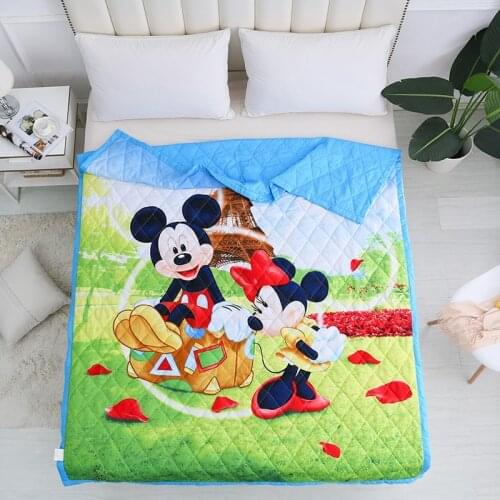 Cartoon Mickey Minnie Mouse 1.5m Bedroom Home Textile Childrens Decor Cute Disney Anime Spring Summer Quilt for Boys Girls Gifts