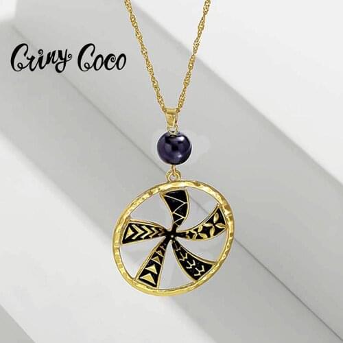 2020 New Female Fashion Hawaii Necklaces for Women Long Chain Pendant Ring Big Round Wedding Gifts for Girls Trendy Jewellry