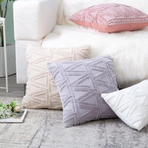 New Solid Color Triangle Geometric Plush Living Room Sofa Pillowcase for Autumn Winter Christmas Bedside Pillow Cushion Cover