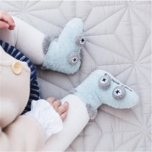 New Winter Cute Car Pattern Cartoon Car Baby Coral fleece Indoor Socks Non-slip Glue Newborn Babys Toddler Socks Warm Socks