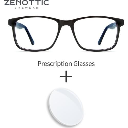 ZENOTTIC Acetate Prescription Glasses Men Square Optical Eyewear Anti Blue-Light Myopia Hyperopia Photochromic Eyeglasses