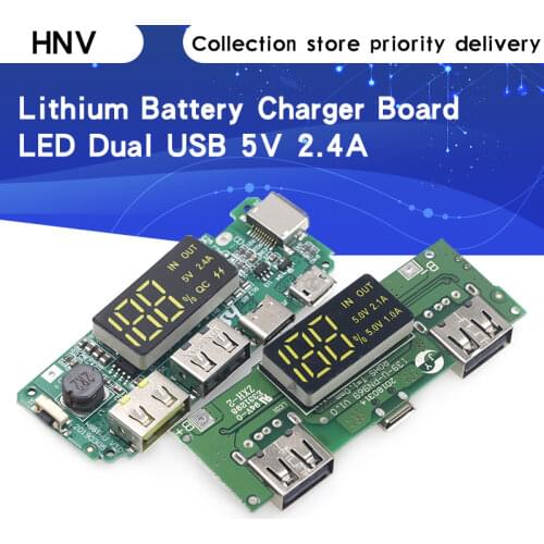 Lithium Battery Charger Board LED Dual USB 5V 2.4A Micro/Type-C USB Mobile Power Bank 18650 Charging Module