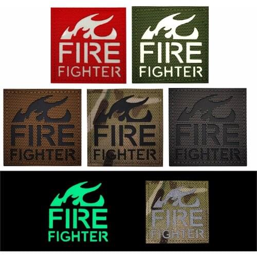 Fire Fighter Reflective Patch Armband Badge Applique Embellishment Decorative Glow in Dark Military Tactical IR Patches,5 colors