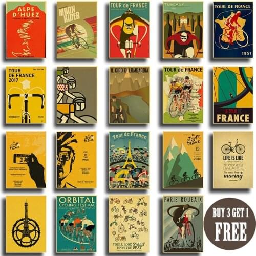 Retro wall sticker bicycle exercise sport classic movie poster mountain bike ride decorative posters home art wall painting
