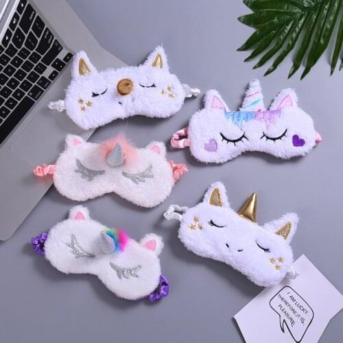 Cartoon 1pc New Plush Unicorn Eye Mask Cartoon Sleeping Mask Plush Eye Shade Cover Eyeshade Suitable For Travel Home Party Gifts
