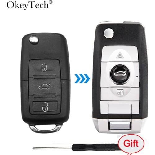 Okeytech Auto Case Modified Folding Flip Car Remote Key Shell With Blade for Volkswagen Golf 7 Passat Beetle Polo Bora 3 Buttons