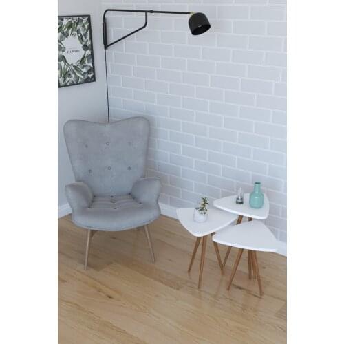 Modern 3'lü Triangle Zigon Coffee table and Serving Stand-White coffe table table bassee