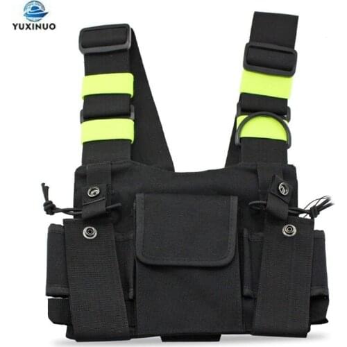 Tactical Vest Nylon Military Chest Rig Pack Holster Fluorescent Harness Walkie Talkie Radio Hunting Waist Reflection Army Vest