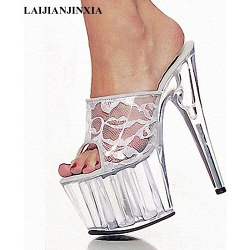 LAIJIANJINXIA Women sandals slipper shoes summer 15cm high-heeled shoes Open Toe Sexy new Party Queen Shoes Dance Shoes