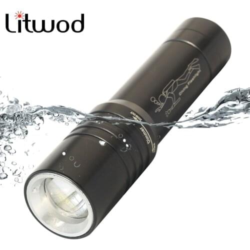 XM-L T6 Zoom LED Diving Flashlight Waterproof Lantern Lamp 18650 Battery Torch Bulbs for Swimming Underwater 80m Litwod Strobe