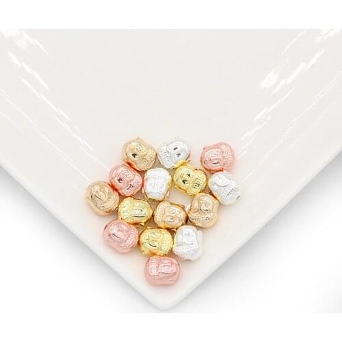 ZHBES Gold Silvers Natural Stone Buddha head Hematite 8*10mm 20pcs Spacer Loose Beads For Jewelry Making DIY bracelet Findings