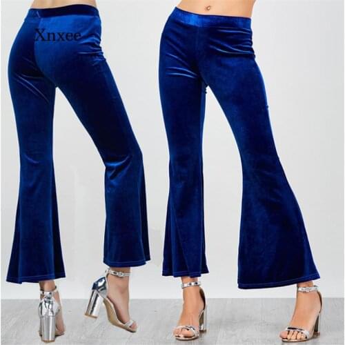 Women Trousers Fashion High Waist Long Pantsoffice Lady Casual Stylish Elastic Solid Bell Bottoms Velvet Flared Pants Clothing