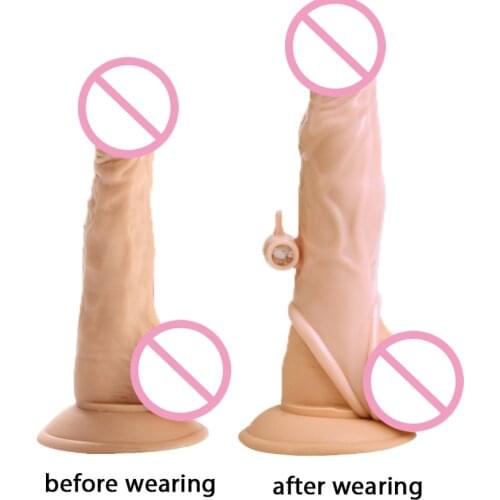 Electric Dildo Extender Reusable Penis Thick Condoms Sleeve Intimate Goods Enlargement Rings Cock Vibrator Penis Enlargement