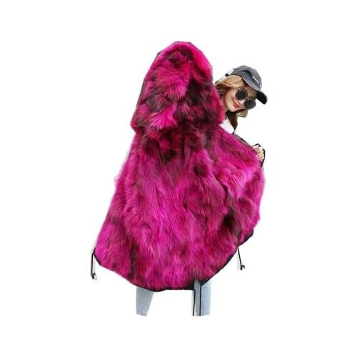 Women Star Style Winter Coat Genuine Fox Fur Parkas