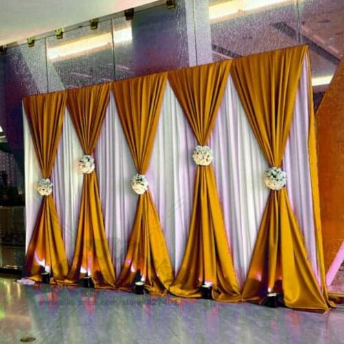 3X6M Gold Wedding Backdrop Curtain Wedding Drapes/Stage Backdrop For Wedding Event&Party&Banquet Decoration(Lycra Chair Cover)