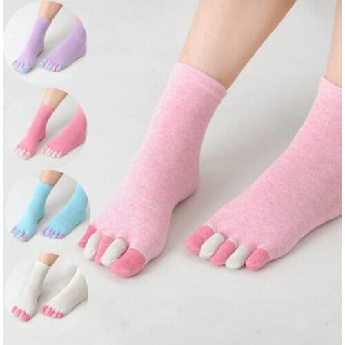 1 pair of cotton five-finger socks women low to help color toe socks with sweat-absorbent 5 toe invisible deodorant toe socks
