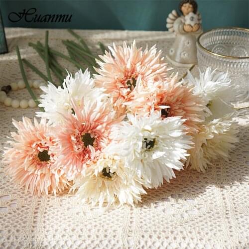 1Pc 1 head Artificial Gerbera Daisy Rose Flowers Silk Fake Flower for DIY Craft Gifts Home Bride Garden Wedding Xmas Decoration
