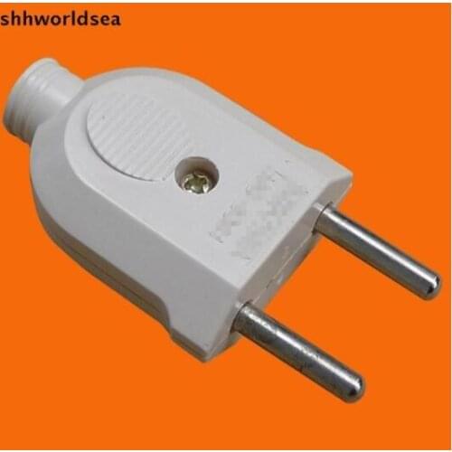 Shhworldsea 10pcs 10A /16 250V,AC,EN,EU,Round 2 Pin 4.0mm Power Cord plug EU 2 Pin Electrical Plug,CE Detachable Plug