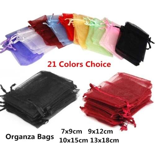 10pcs 7x9cm 9x12cm 10x15cm 13x18cm Organza Gift Bags Wedding Christmas Jewelry Packaging Bags & Pouches Birthday Party Supplies